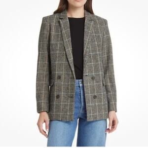 NWT Rails Cody Double Breasted Blazer Jacket Sand Ash Houndstoooth Check Sz S